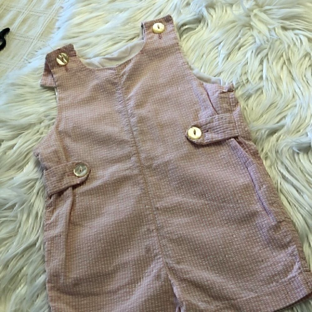 VTG Buster Brown Easter One Piece romper shorts pink and white  2+